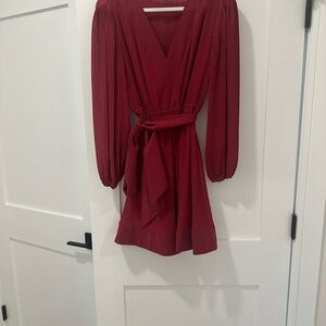 Elegant Red Pleated Dress